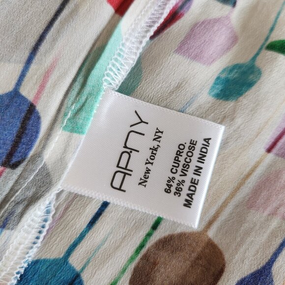 APNY NEW YORK WATERCOLOR WINE GLASS PRINT WOMAN'S BLOUSE SIZE S - Picture 7 of 11